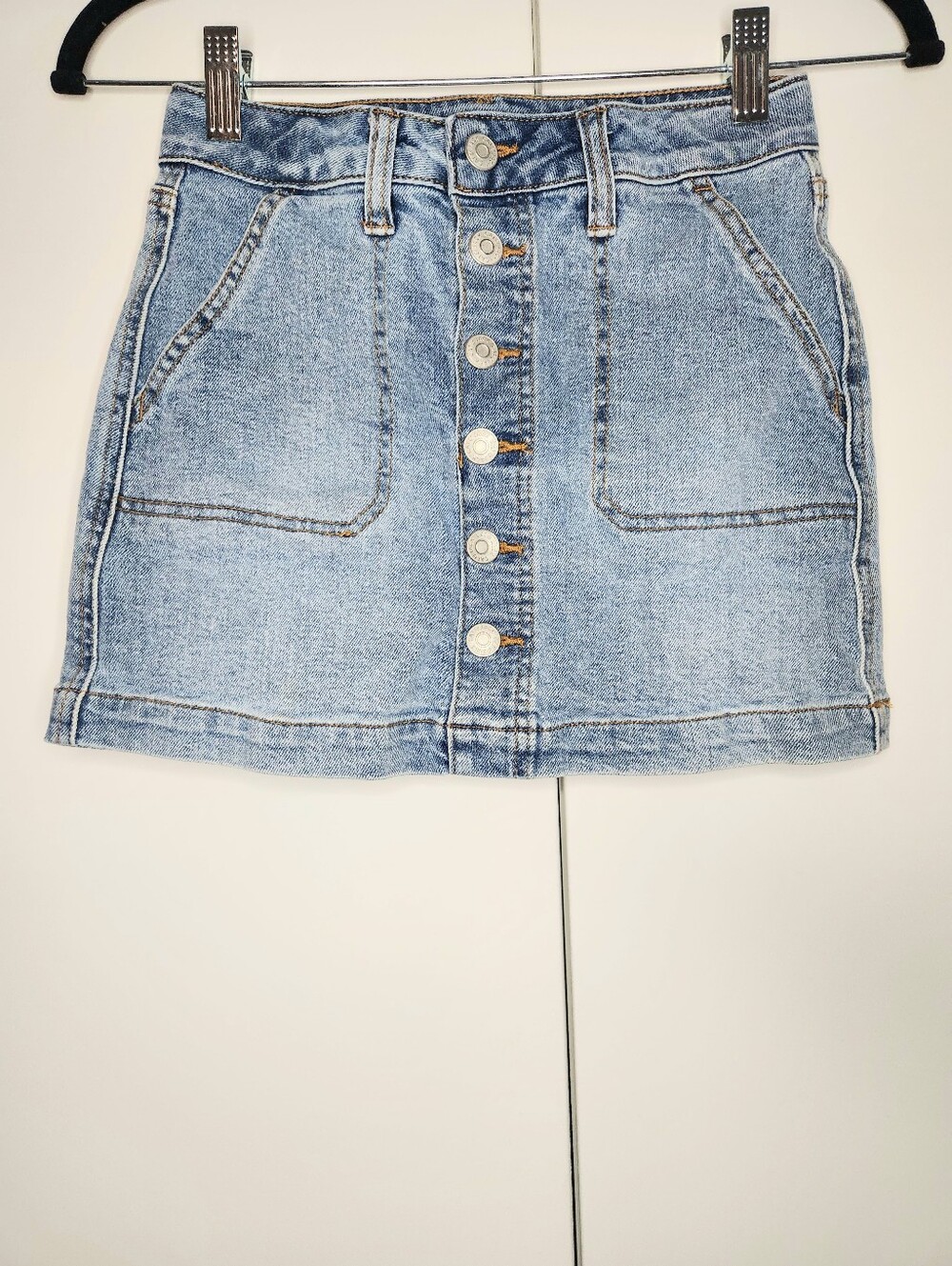Cat & Jack Light Blue Button-Front Denim Mini Skirt